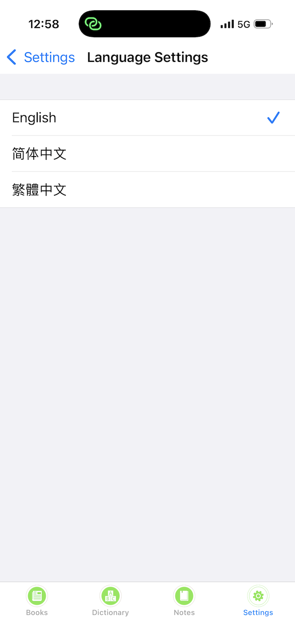 语言设置界面示意